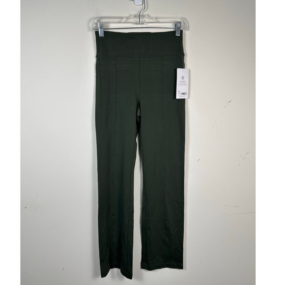Athleta Delancey Straight Leg Pants Women XS Green NWT High Rise Pintuck 1697